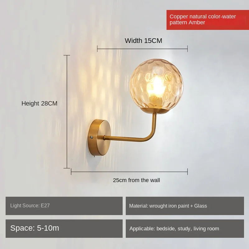 Wall Light Glass Ball Gold LED Minimalist Sconce