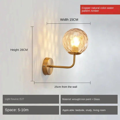 Wall Light Glass Ball Gold LED Minimalist Sconce