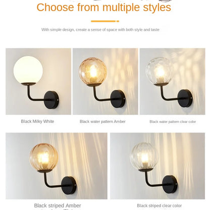 Wall Light Glass Ball Gold LED Minimalist Sconce
