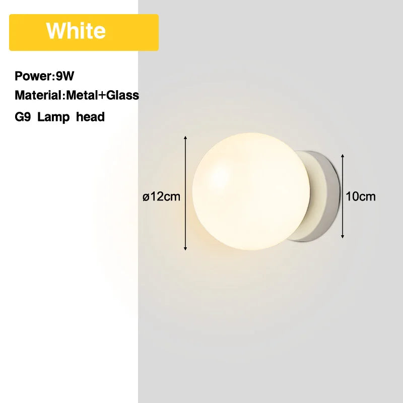 Wall Sconce Frosted Glass Ball G9 Hardwired Nordic