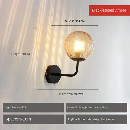 Wall Light Glass Ball Gold LED Minimalist Sconce