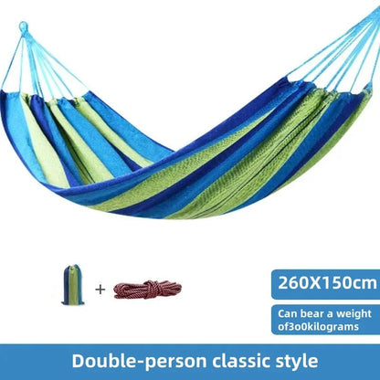 Double Hammock Canvas Striped Portable Camping Swing