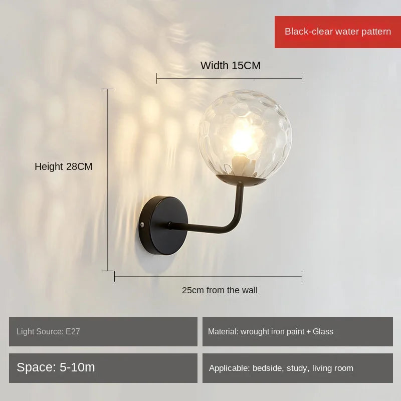 Wall Light Glass Ball Gold LED Minimalist Sconce