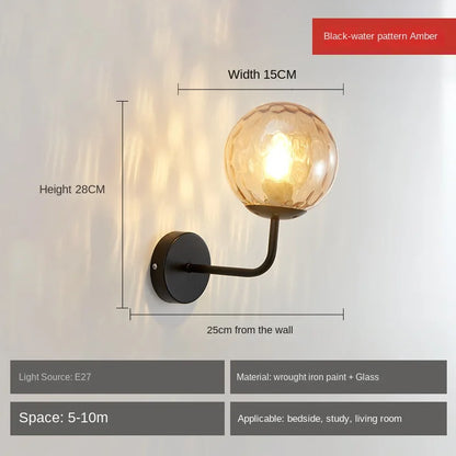 Wall Light Glass Ball Gold LED Minimalist Sconce