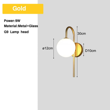Wall Sconce Frosted Glass Ball G9 Hardwired Nordic