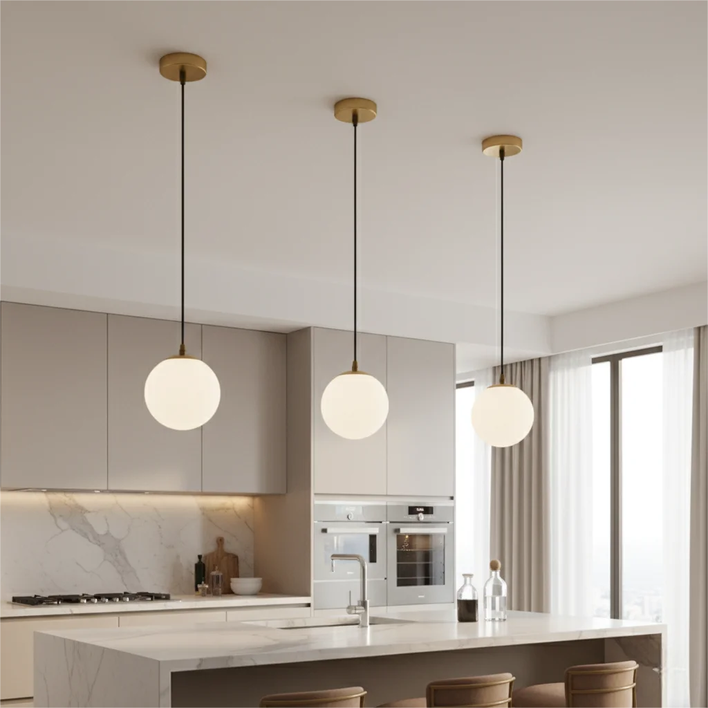 Pendant Light Gold PVC Ball LED Modern Chandelier