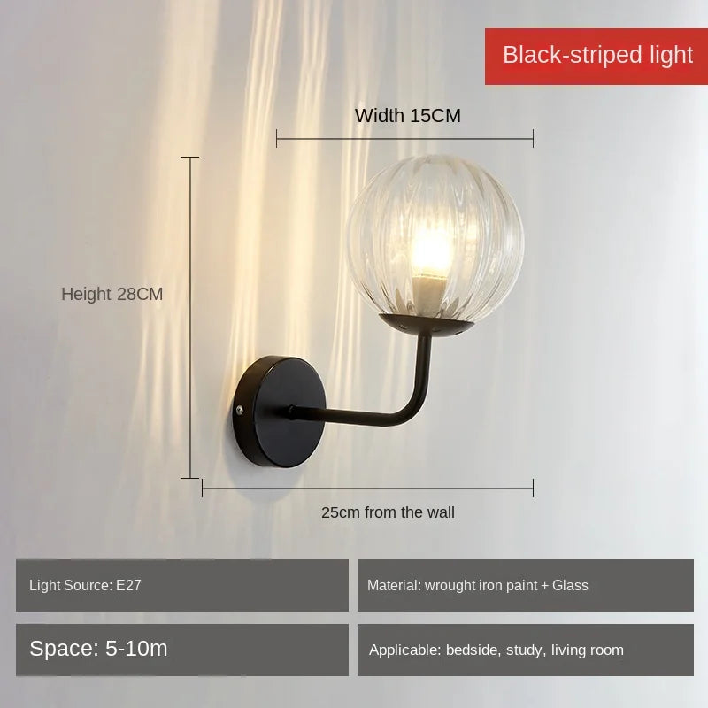Wall Light Glass Ball Gold LED Minimalist Sconce