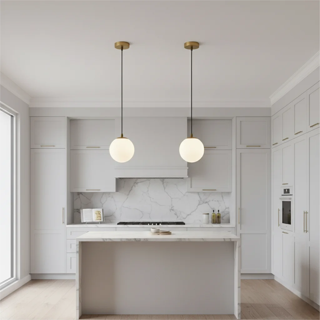 Pendant Light Gold PVC Ball LED Modern Chandelier
