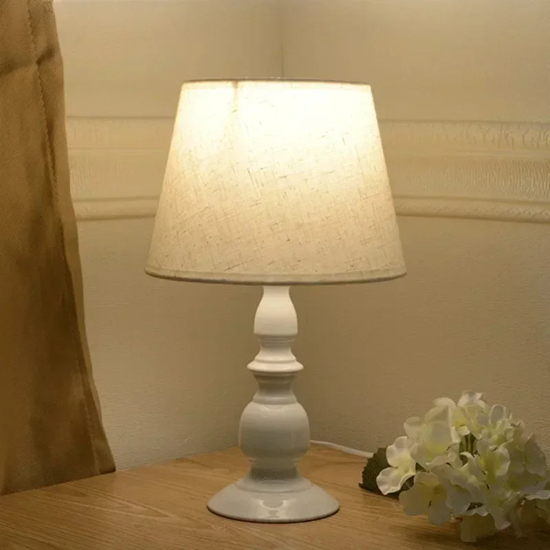 Desk Lamp Resin Fabric Shade E27 Nordic Bedside
