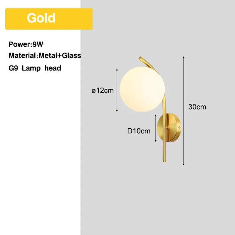 Wall Sconce Frosted Glass Ball G9 Hardwired Nordic