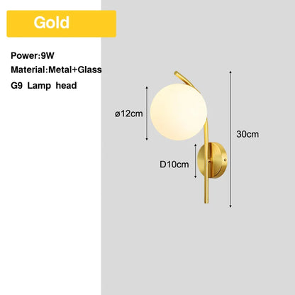 Wall Sconce Frosted Glass Ball G9 Hardwired Nordic