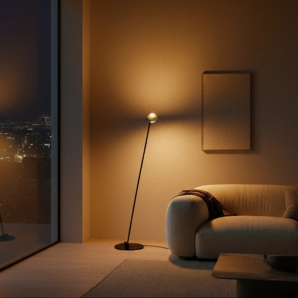 Floor Lamp Chrome Globe Dual Head Adjustable Reading