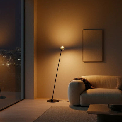 Floor Lamp Chrome Globe Dual Head Adjustable Reading