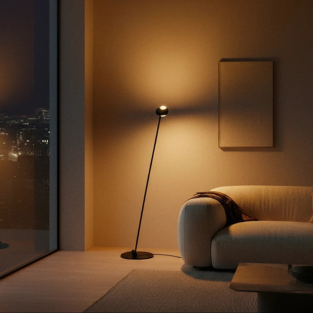 Floor Lamp Chrome Globe Dual Head Adjustable Reading