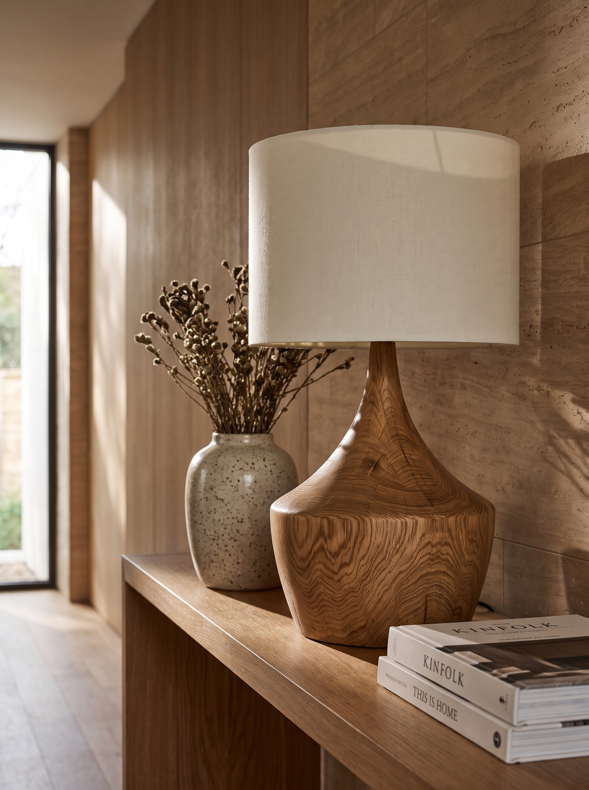 Japandi Oak Bedside Table Lamp Oak With Its Own Grain