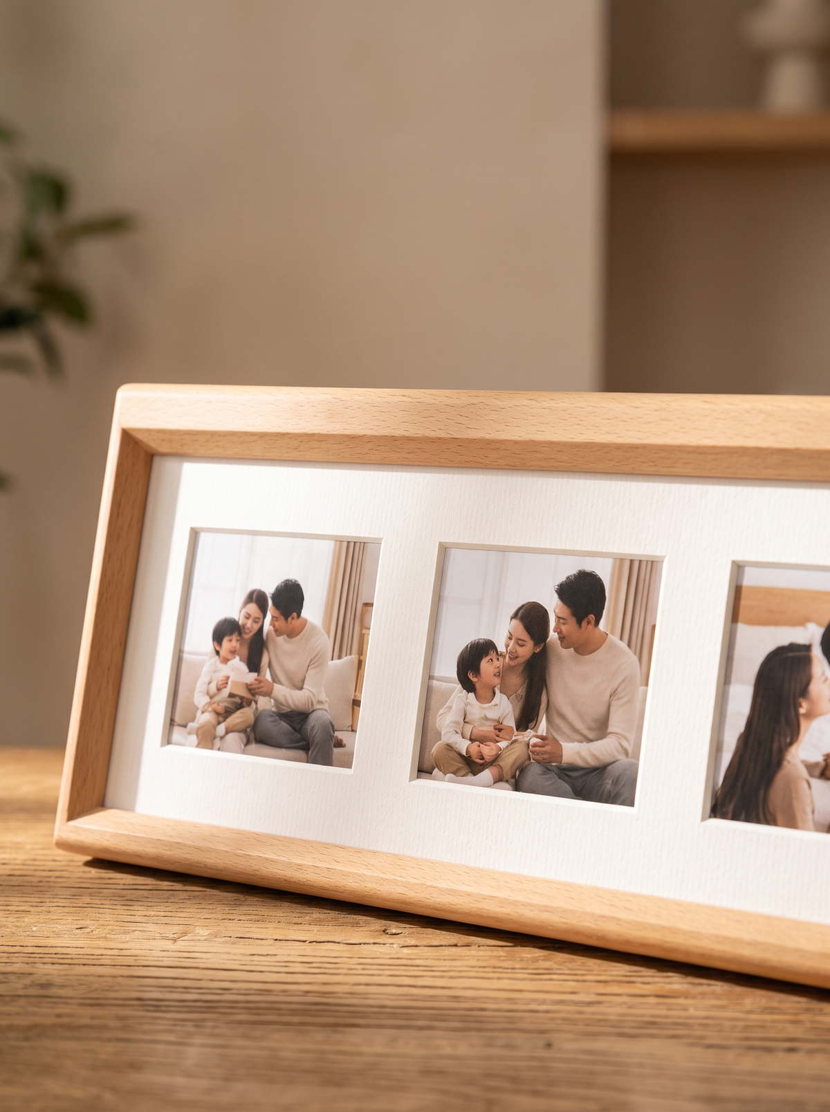 Wooden Multi Photo Collage Frame Gallery White Matting