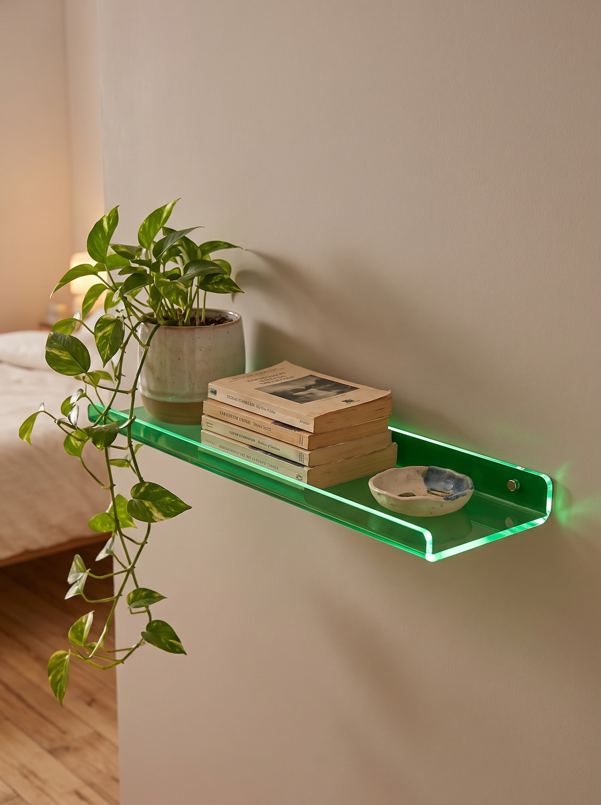 Retro Acrylic Floating Wall Shelf Colour On A Plain Wall