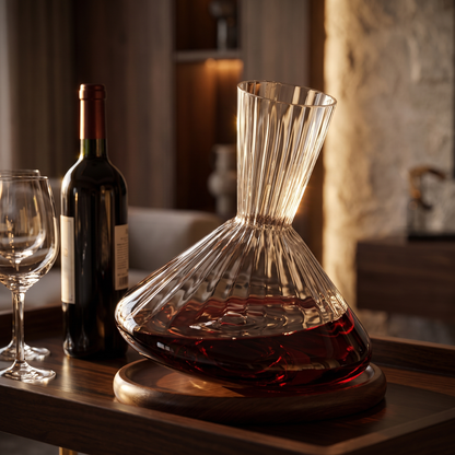 Rotating Crystal Wine Decanter styled in a home