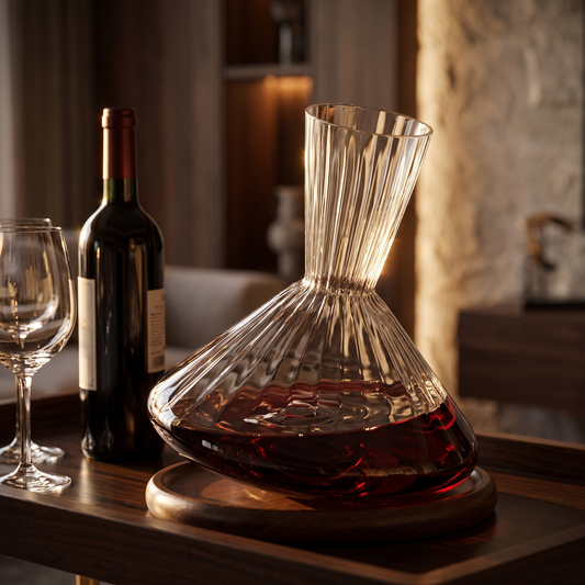 Rotating Crystal Wine Decanter styled in a home