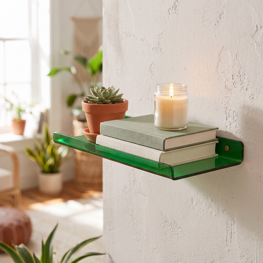 Retro Acrylic Floating Wall Shelf styled in a home