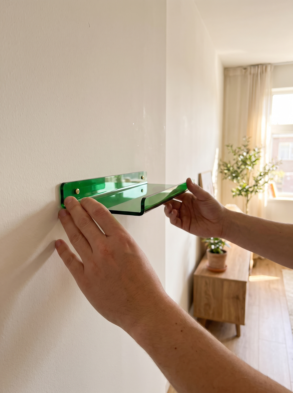 Retro Acrylic Floating Wall Shelf No Drill Needed
