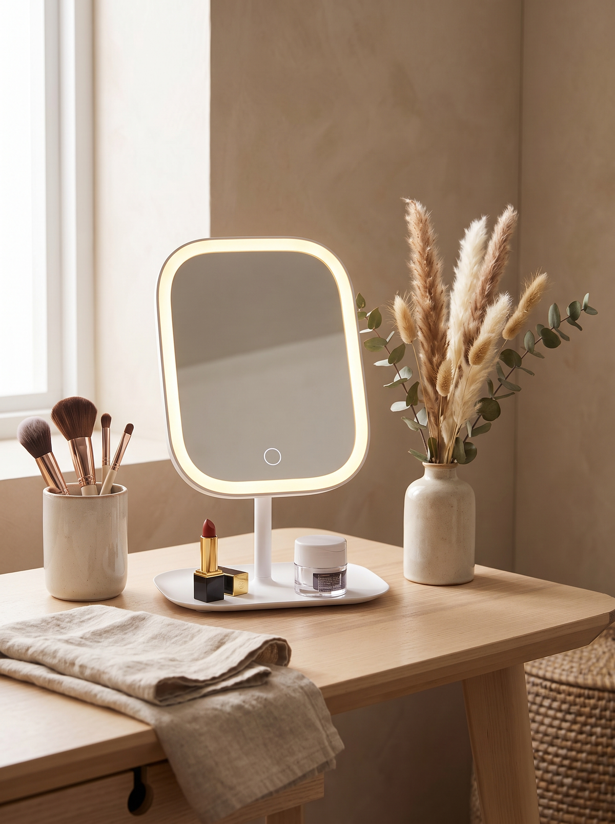 LED Makeup Mirror with Rotating Stand A Tidy Little Vanity