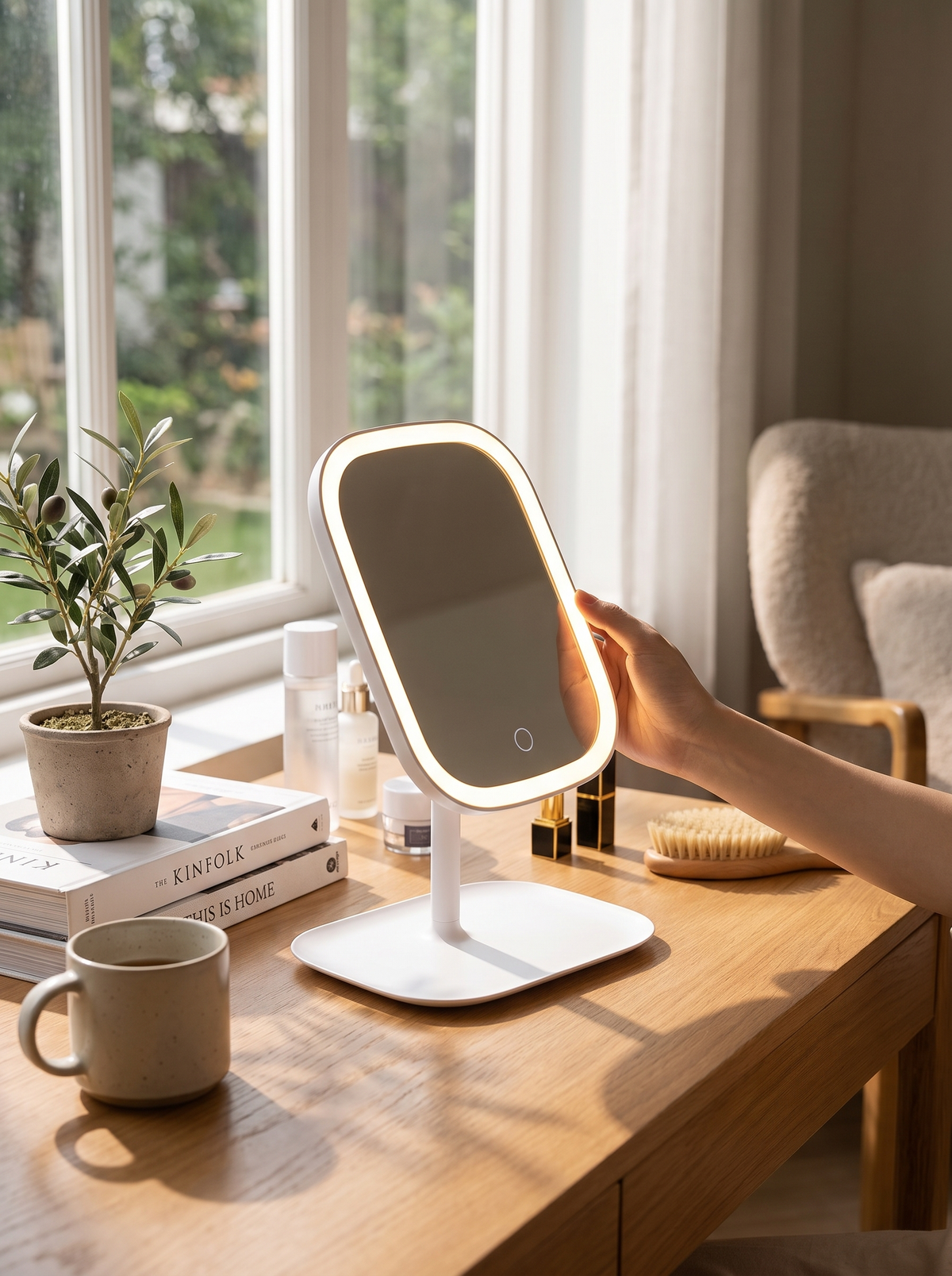 LED Makeup Mirror with Rotating Stand Turn It To Your Angle
