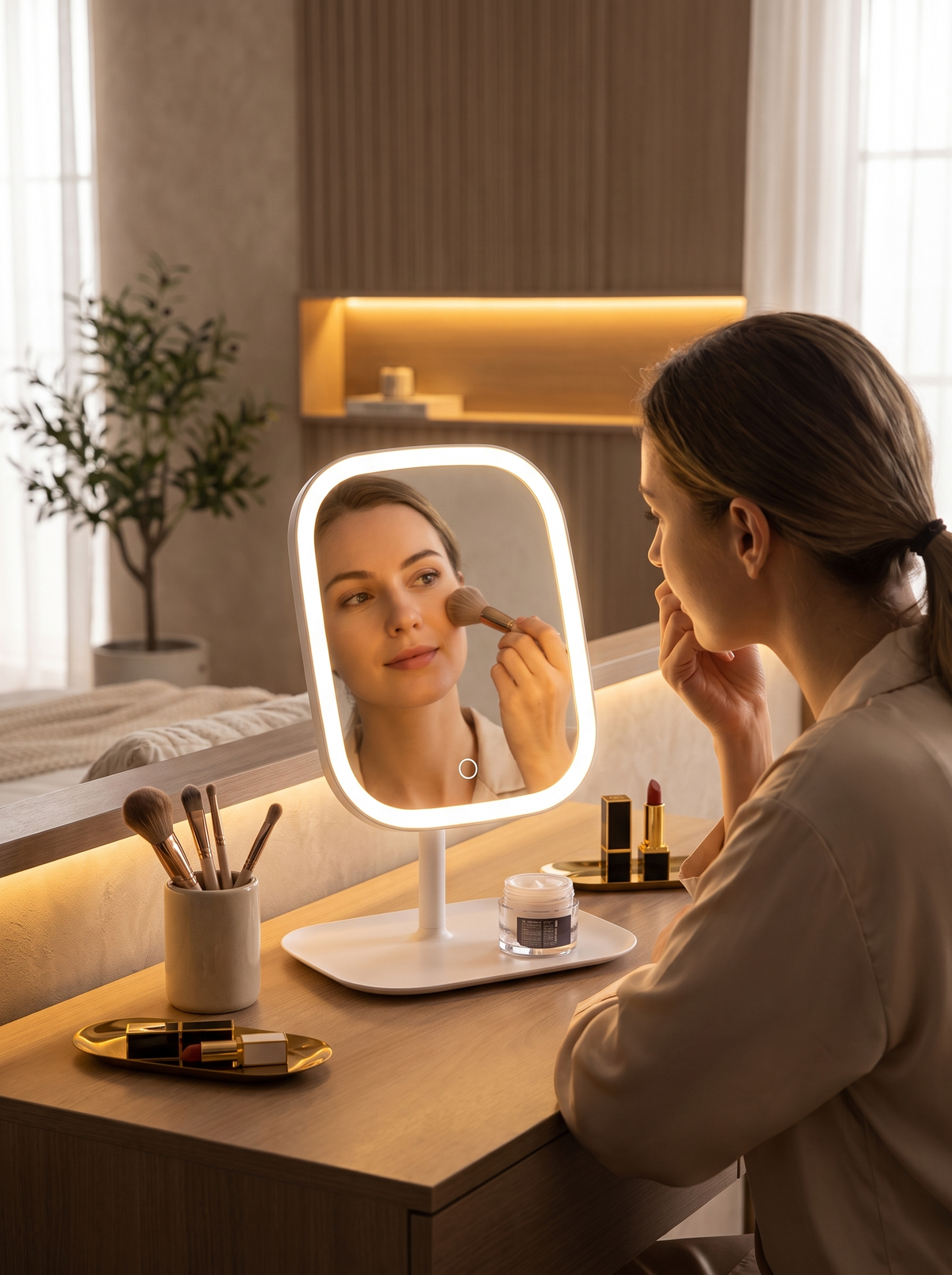 LED Makeup Mirror with Rotating Stand Light That Tells The Truth