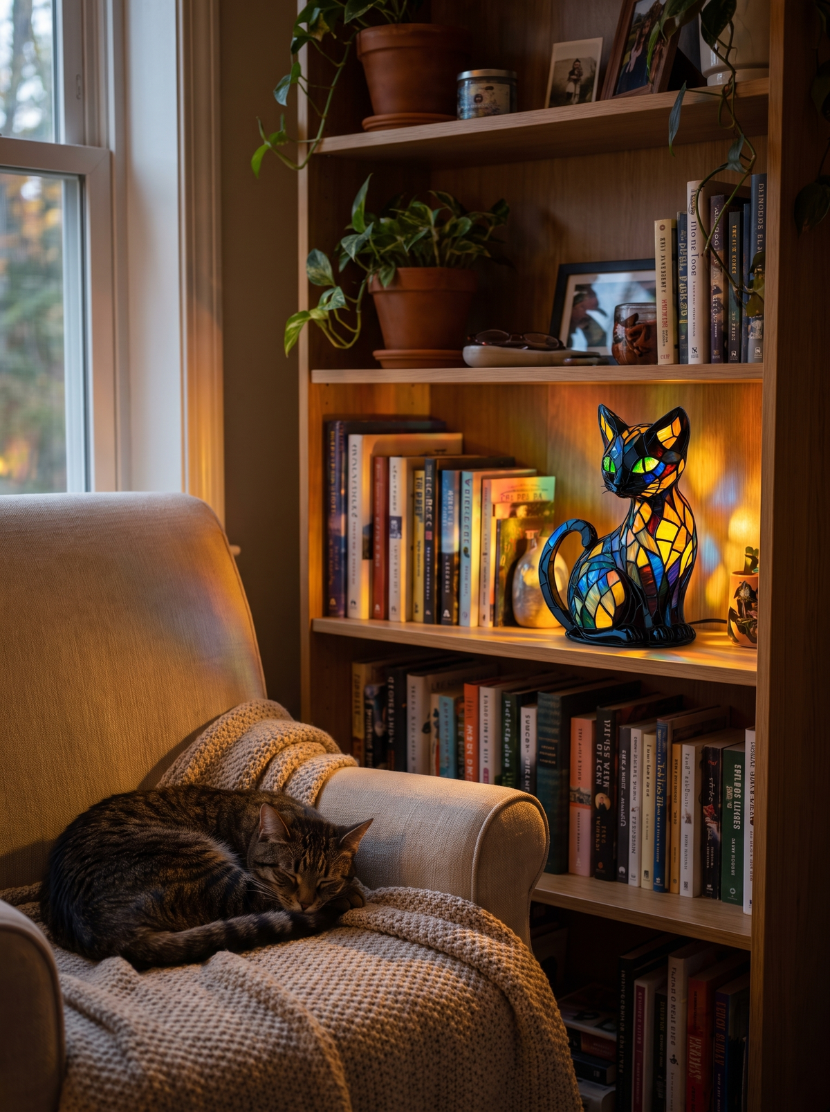 Stained Glass Cat Night Lamp Made For Cat Lovers