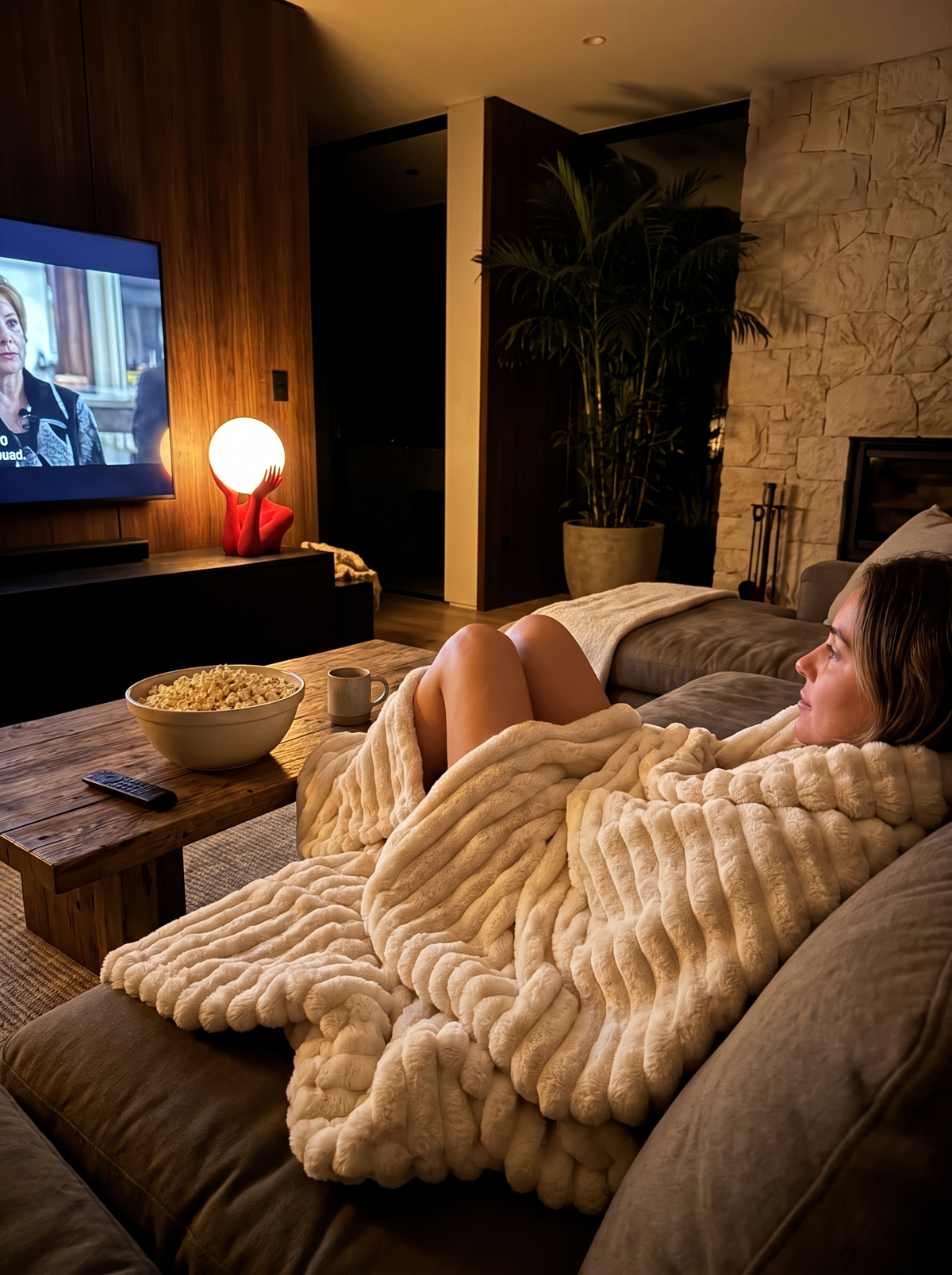 Faux Fur Plush Throw Blanket Movie Night, Sorted