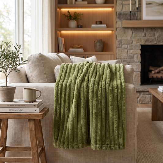 Cloud Soft Plush Throw Blanket styled in a home
