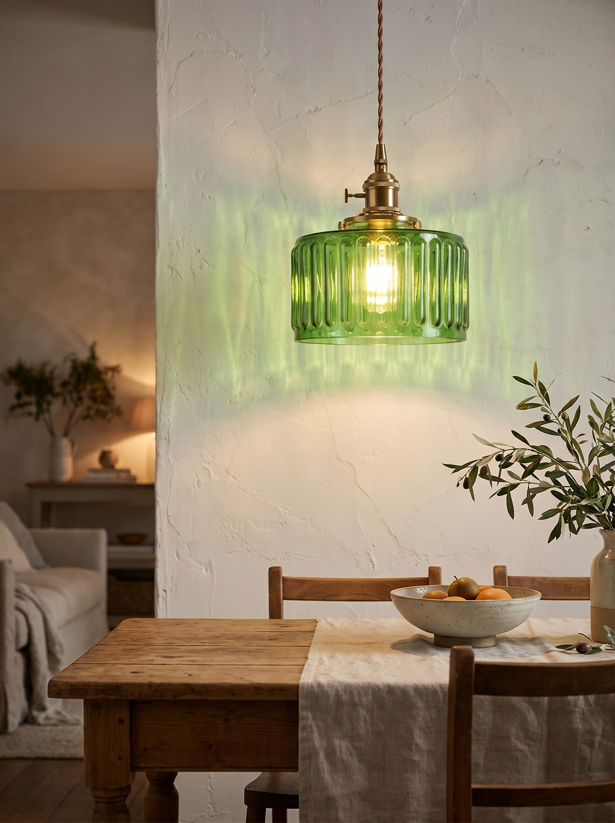 Green Glass Pendant Light Light That Plays On Glass