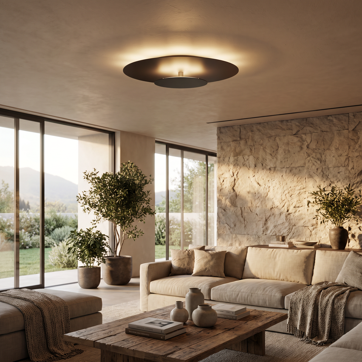 Slim Round LED Ceiling Light styled in a home