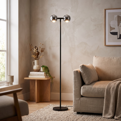 Dual Head Arch Floor Lamp styled in a home