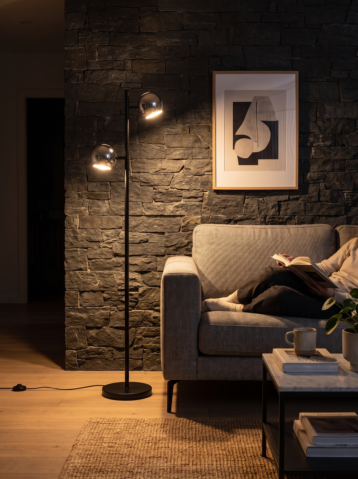 Dual Head Arch Floor Lamp Two Lights, One Lamp