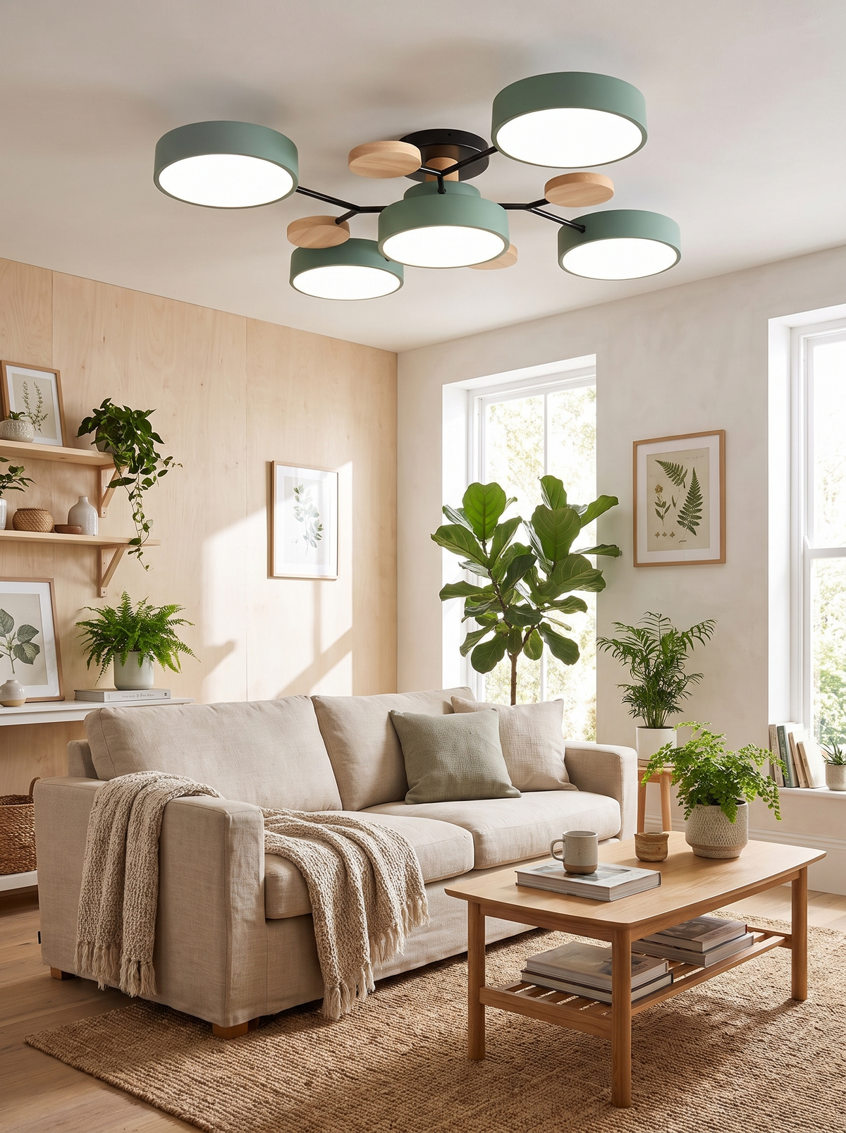 Semi Flush LED Iron Chandelier Light For Every Hour
