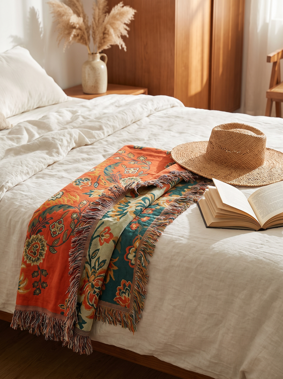 Reversible Cotton Fringe Throw Two Looks In One