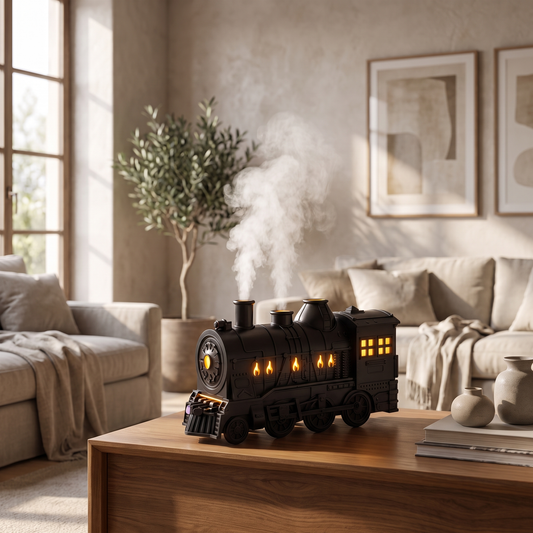 Steam Locomotive Humidifier styled in a home