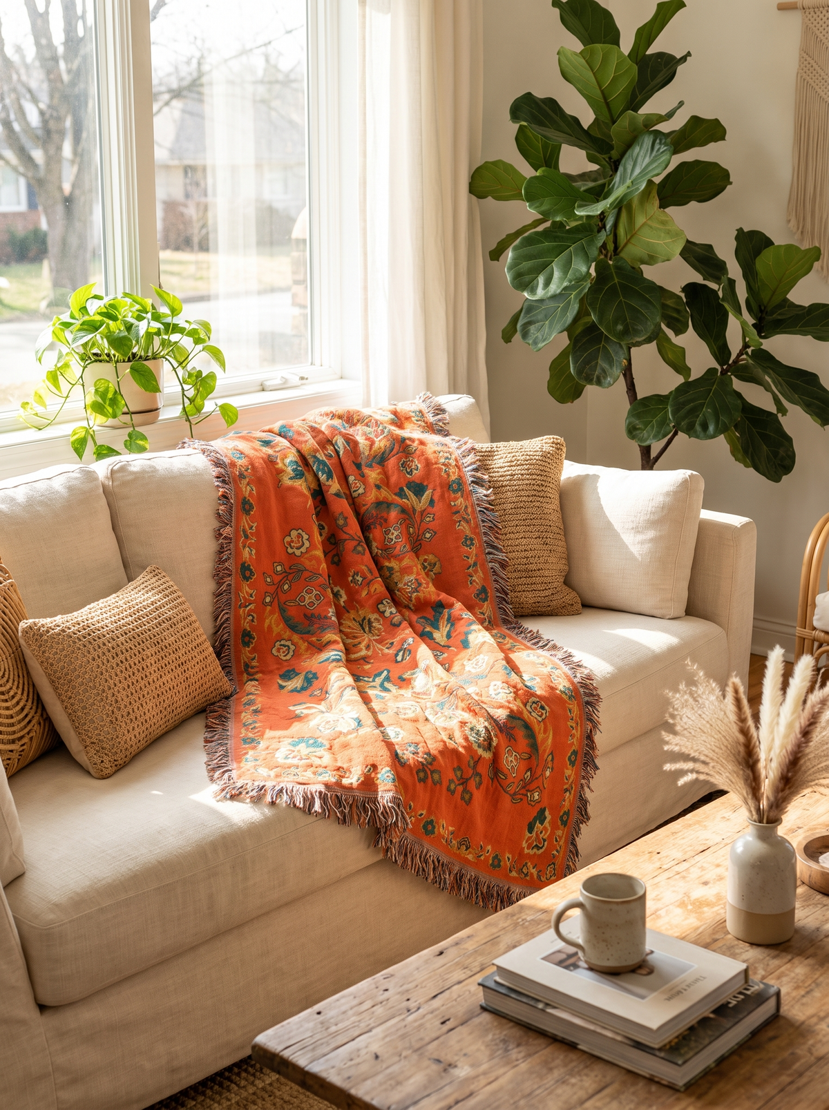 Reversible Cotton Fringe Throw Colour That Lifts A Room