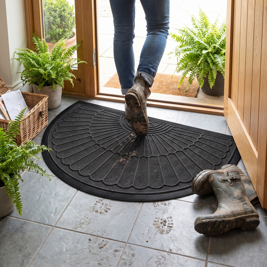 Door Mat Non Slip Rubber Semi Circular Entryway Mat