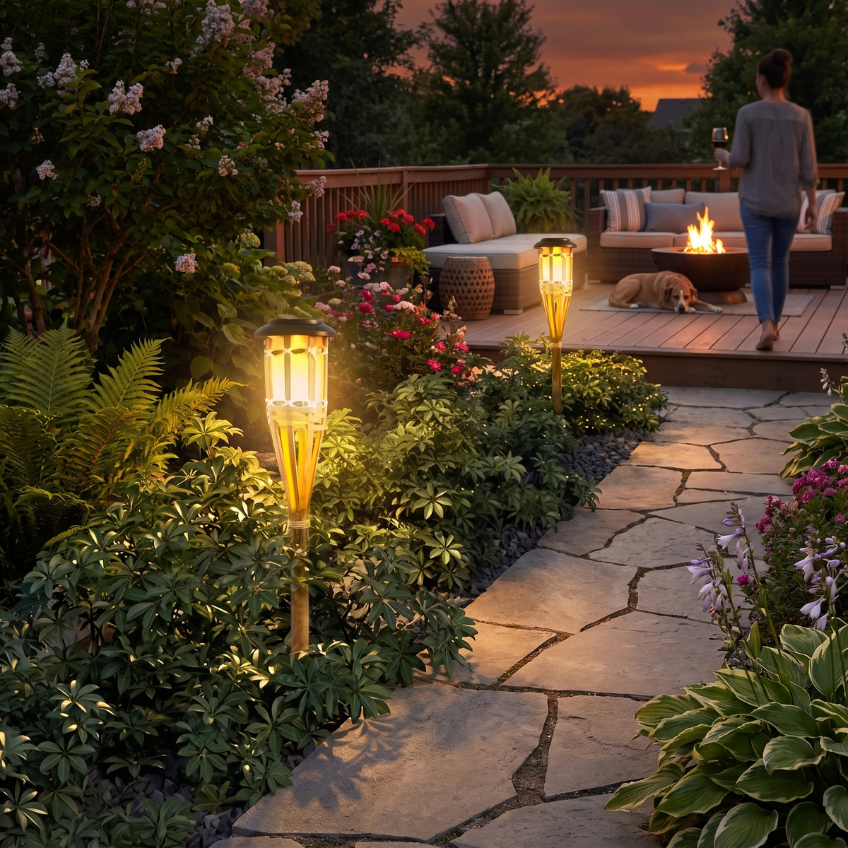 Solar Bamboo Flame Lights