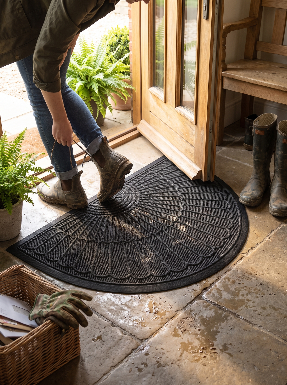 Non Slip Rubber Semi Circle Door Mat lifestyle image 3