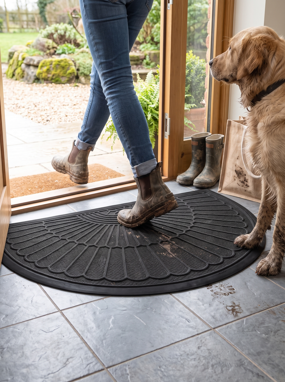 Non Slip Rubber Semi Circle Door Mat lifestyle image 2