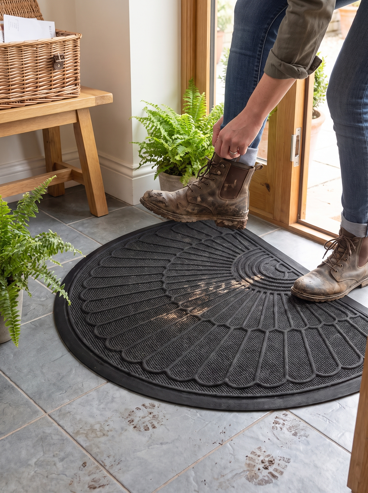Non Slip Rubber Semi Circle Door Mat lifestyle image 1