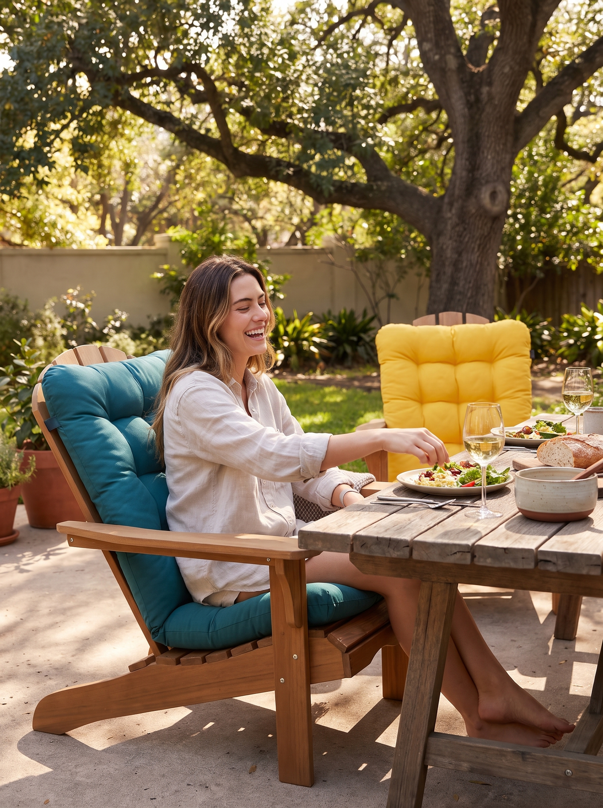 Tufted Outdoor Chair Cushion lifestyle image 1