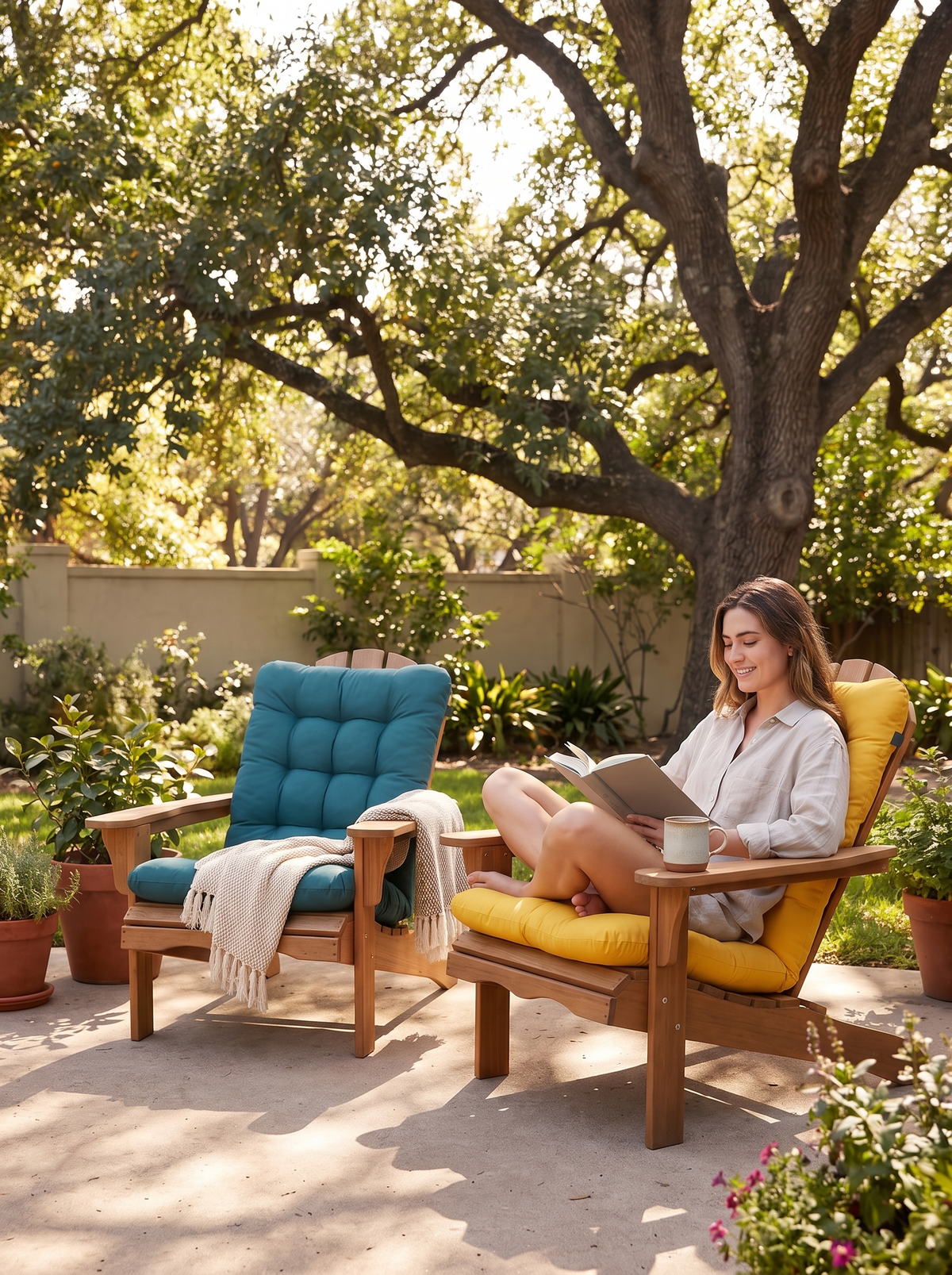 Tufted Outdoor Chair Cushion lifestyle image 3