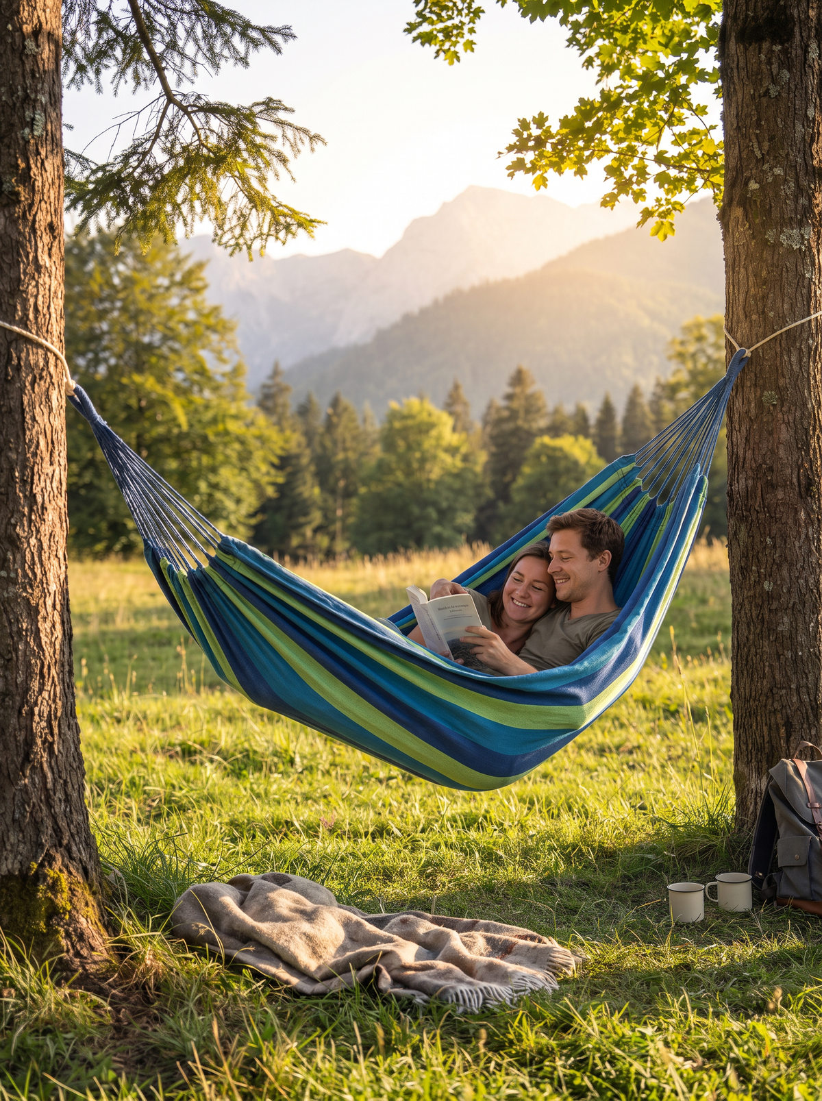Striped Canvas Double Hammock lifestyle image 2