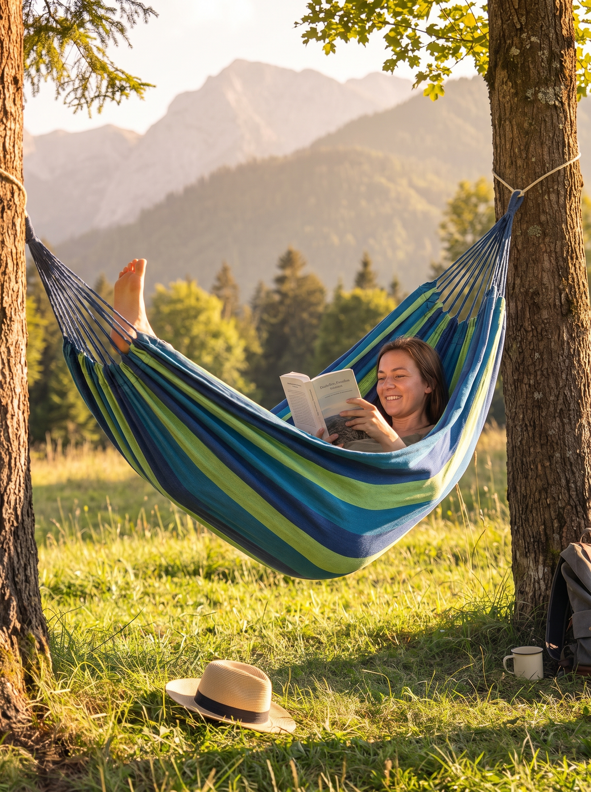 Striped Canvas Double Hammock lifestyle image 3