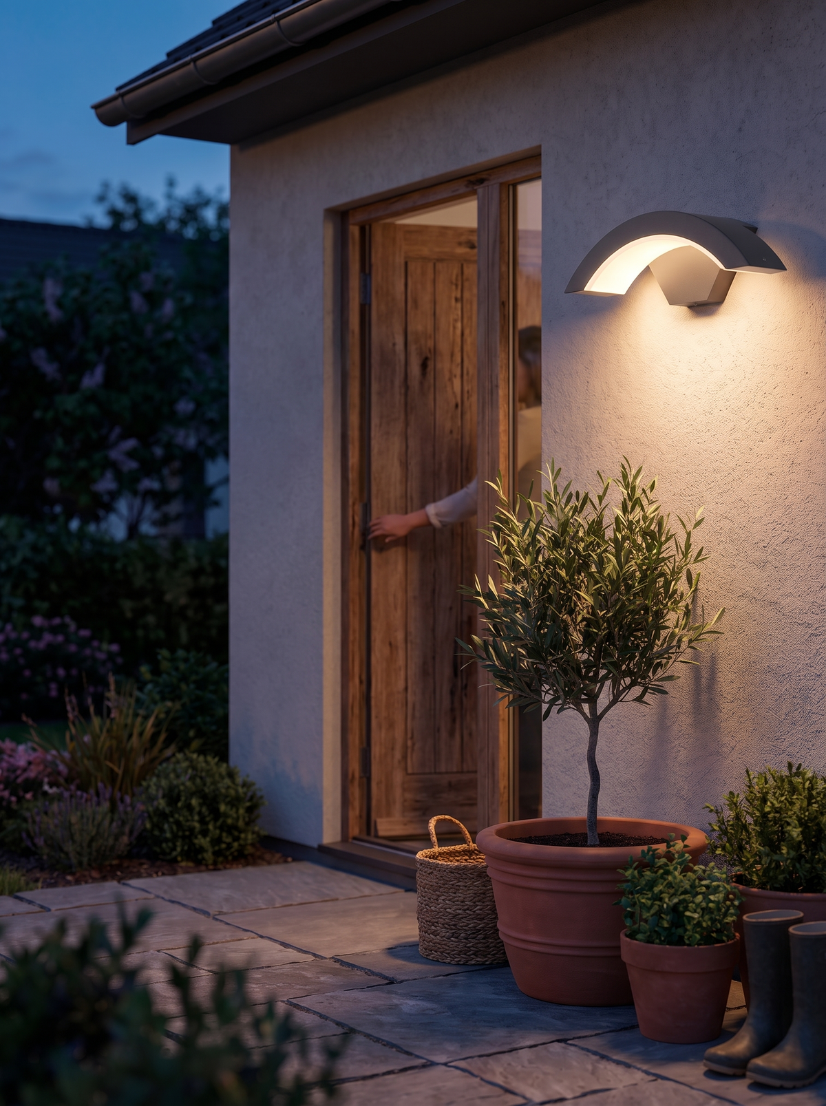 Arc Modern LED Outdoor Wall Light lifestyle image 1