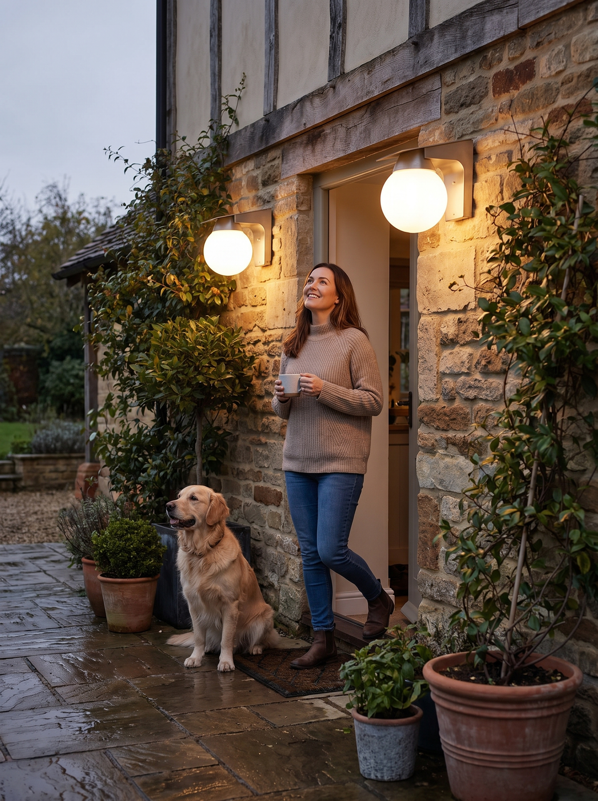 Solar Globe LED Wall Light lifestyle image 1